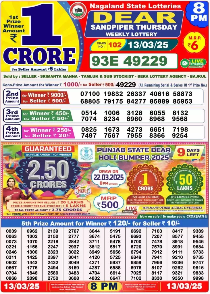 Lottery Sambad 8 PM Result Today PDF Download